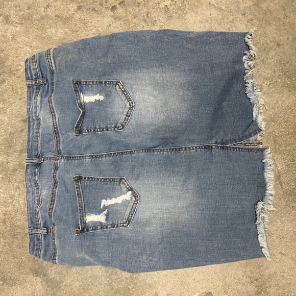 Denim Ripped Midi Skirt - Picture 2 of 5